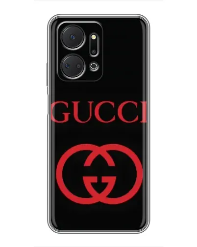 Чехол для Huawei Honor X7a с картинкой «Gucci — красный логотип»