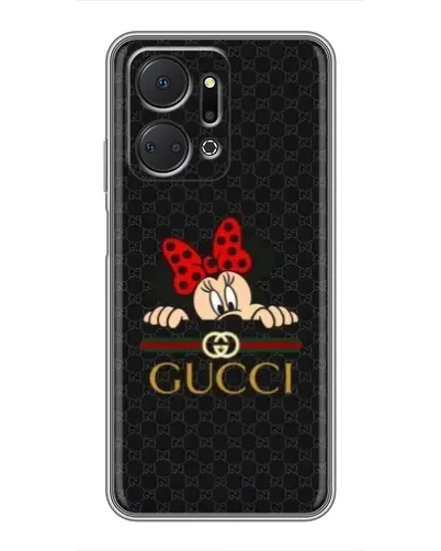 Чехол для Huawei Honor X7a с картинкой «Минни Маус Gucci — черный»