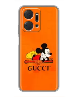 Чехол для Huawei Honor X7a с картинкой «Микки Маус Gucci — оранж» Чехол для Huawei Honor X7a с картинкой «Микки Маус Gucci — оранж»