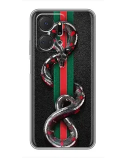 Чехол для Huawei Honor X7a с картинкой «Gucci — змея на полосе» Чехол для Huawei Honor X7a с картинкой «Gucci — змея на полосе»