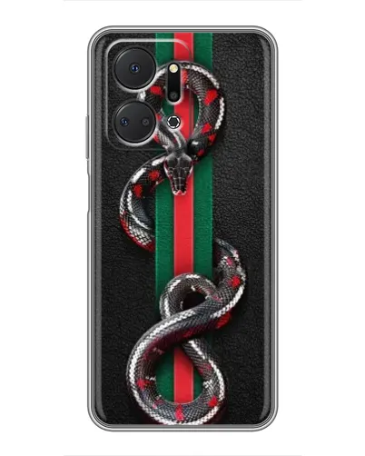 Чехол для Huawei Honor X7a с картинкой «Gucci — змея на полосе» Чехол для Huawei Honor X7a с картинкой «Gucci — змея на полосе»