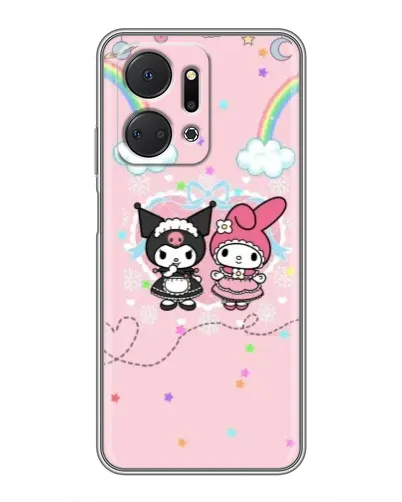 Чехол для Huawei Honor X7a с картинкой «My Melody и Kuromi»