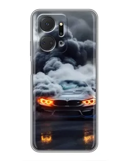 Чехол для Huawei Honor X7a с картинкой «BMW в дыму»