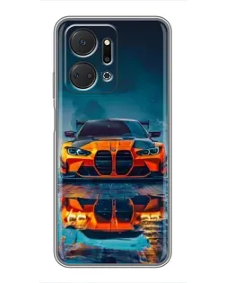 Чехол для Huawei Honor X7a с картинкой «BMW — золотая эмблема»