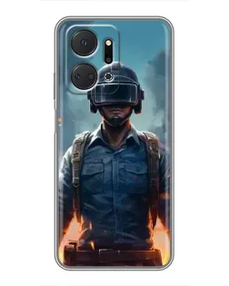 Чехол для Huawei Honor X7a с картинкой «PUBG — реалистичный герой»