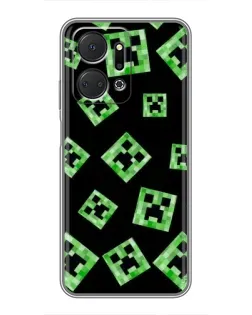 Чехол для Huawei Honor X7a с картинкой «Паттерн с криперами» Чехол для Huawei Honor X7a с картинкой «Паттерн с криперами»