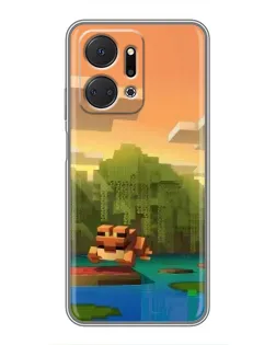 Чехол для Huawei Honor X7a с картинкой «Майнкрафт закат солнца» Чехол для Huawei Honor X7a с картинкой «Майнкрафт закат солнца»