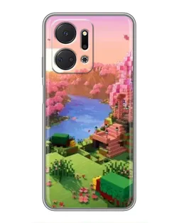 Чехол для Huawei Honor X7a с картинкой «Розовое дерево Minecraft» Чехол для Huawei Honor X7a с картинкой «Розовое дерево Minecraft»