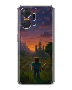 Чехол для Huawei Honor X7a с картинкой «Стив у башни» Чехол для Huawei Honor X7a с картинкой «Стив у башни»