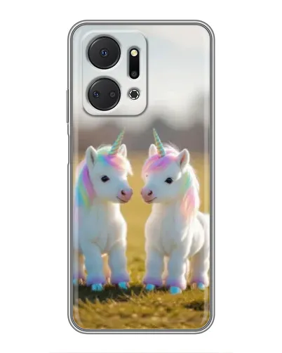 Чехол для Huawei Honor X7a с картинкой «Пара единорогов»