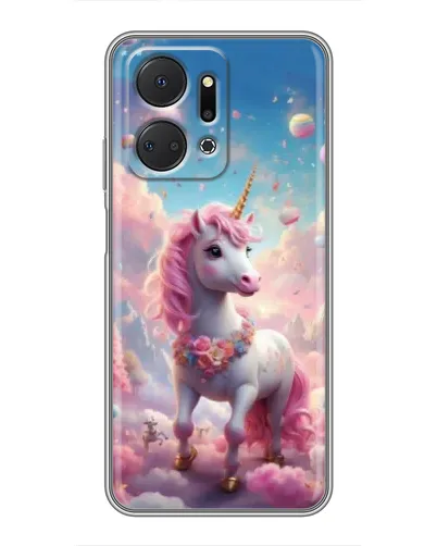 Чехол для Huawei Honor X7a с картинкой «Единорог среди облаков»