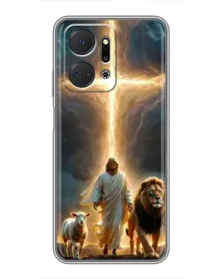 Чехол для Huawei Honor X7a с картинкой «Лев Иуды и Свет»