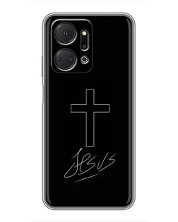 Чехол для Huawei Honor X7a с картинкой «Графический крест Jesus» Чехол для Huawei Honor X7a с картинкой «Графический крест Jesus»