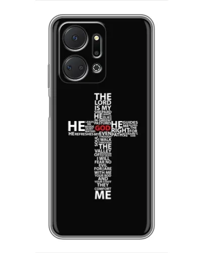 Чехол для Huawei Honor X7a с картинкой «Текстовый крест» Чехол для Huawei Honor X7a с картинкой «Текстовый крест»