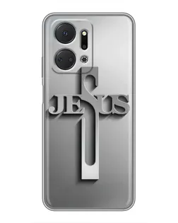 Чехол для Huawei Honor X7a с картинкой «Металлический крест Jesus» Чехол для Huawei Honor X7a с картинкой «Металлический крест Jesus»