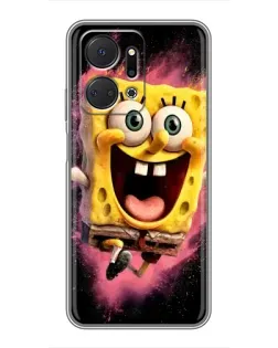 Чехол для Huawei Honor X7a с картинкой «Взрывной Спанч Боб»