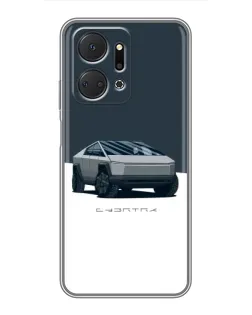 Чехол для Huawei Honor X7a с картинкой «Серебристый Cybertruck Tesla»