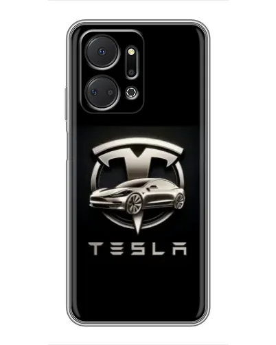 Чехол для Huawei Honor X7a с картинкой «Tesla — серебристое авто» Чехол для Huawei Honor X7a с картинкой «Tesla — серебристое авто»