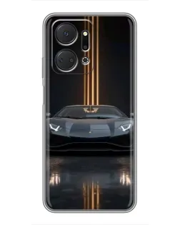 Чехол для Huawei Honor X7a с картинкой «Lamborghini золотые линии»