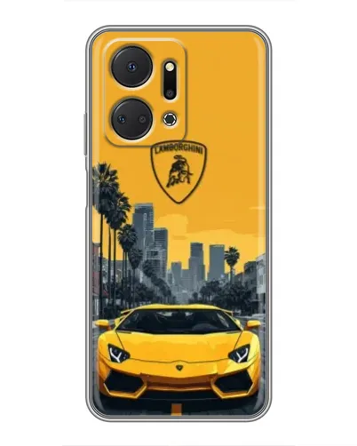 Чехол для Huawei Honor X7a с картинкой «Желтый Lamborghini город» Чехол для Huawei Honor X7a с картинкой «Желтый Lamborghini город»