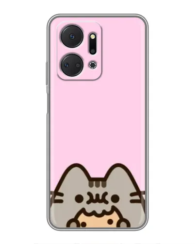 Чехол для Huawei Honor X7a с картинкой «Pusheen и печенье»