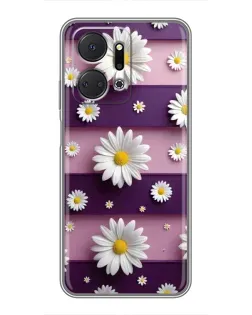 Чехол для Huawei Honor X7a с картинкой «Ромашки на фиолетовом» Чехол для Huawei Honor X7a с картинкой «Ромашки на фиолетовом»