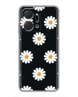 Чехол для Huawei Honor X7a с картинкой «Ромашки на черном» Чехол для Huawei Honor X7a с картинкой «Ромашки на черном»