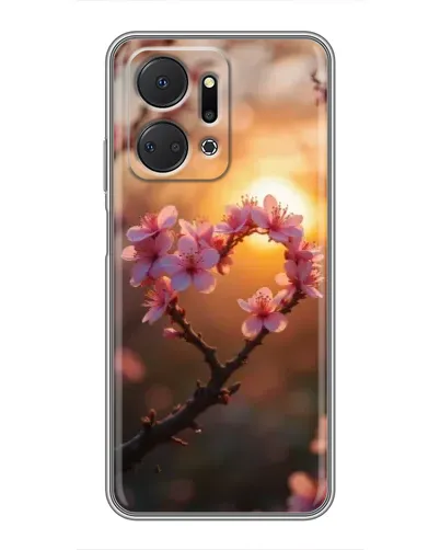 Чехол для Huawei Honor X7a с картинкой «Розовый цвет сердце на фоне заката» Чехол для Huawei Honor X7a с картинкой «Розовый цвет сердце на фоне заката»