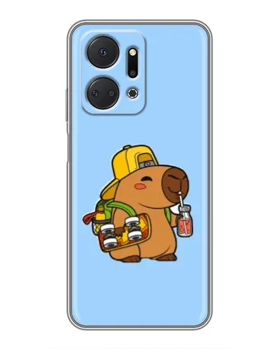 Чехол для Huawei Honor X7a с картинкой «Капибара на скейте»