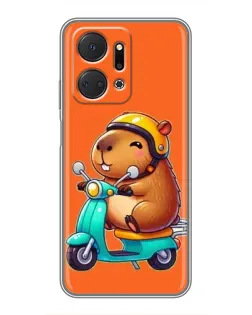 Чехол для Huawei Honor X7a с картинкой «Капибара на скутере» Чехол для Huawei Honor X7a с картинкой «Капибара на скутере»