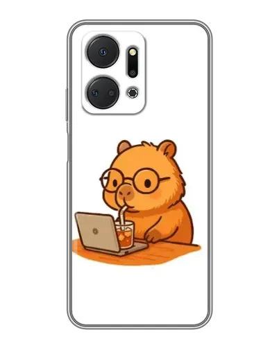 Чехол для Huawei Honor X7a с картинкой «Капибара с ноутбуком»