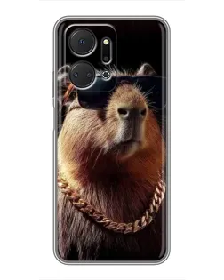 Чехол для Huawei Honor X7a с картинкой «Капибара золотая цепь» Чехол для Huawei Honor X7a с картинкой «Капибара золотая цепь»