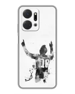 Чохол для Huawei Honor X7a з картинкою «Чорно-білий силует Мессі»