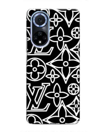 Чехол для Huawei Honor X7b с картинкой «Черно-белый узор LV»