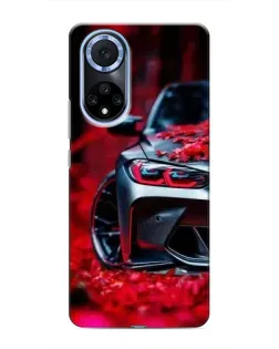 Чехол для Huawei Honor X7b с картинкой «Спортивная BMW и цветы»