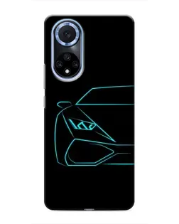 Чехол для Huawei Honor X7b с картинкой «Голубой силуэт Lamborghini»