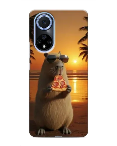 Чехол для Huawei Honor X7b с картинкой «Капибара с пиццей»