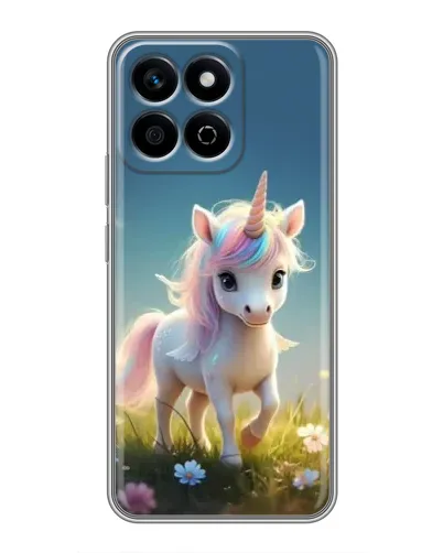 Чехол для Huawei Honor X7c с картинкой «Единорог на поляне»