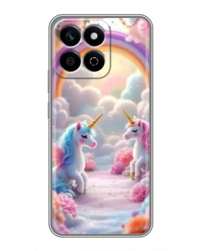 Чехол для Huawei Honor X7c с картинкой «Радуга и единороги»