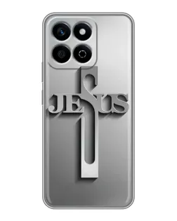 Чехол для Huawei Honor X7c с картинкой «Металлический крест Jesus»
