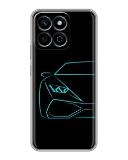 Чехол для Huawei Honor X7c с картинкой «Голубой силуэт Lamborghini»