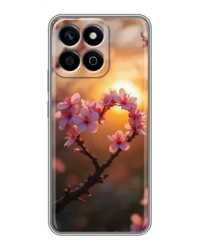 Чехол для Huawei Honor X7c с картинкой «Розовый цвет сердце на фоне заката» Чехол для Huawei Honor X7c с картинкой «Розовый цвет сердце на фоне заката»
