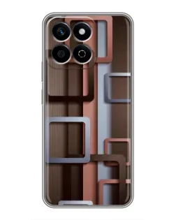 Чехол для Huawei Honor X7c с картинкой «Коричневые объемные квадраты»