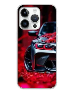 Чехол для Huawei Honor X7d с картинкой «Спортивная BMW и цветы»