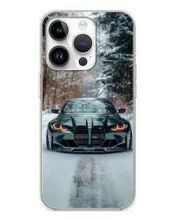 Чехол для Huawei Honor X7d с картинкой «BMW в зимнем лесу»