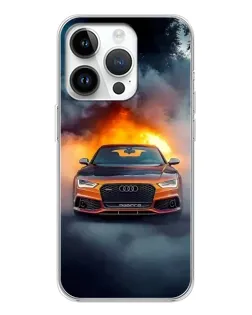 Чехол для Huawei Honor X7d с картинкой «Audi в огненном дыму»