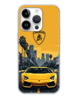 Чехол для Huawei Honor X7d с картинкой «Желтый Lamborghini город»