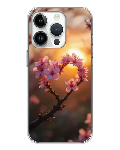 Чехол для Huawei Honor X7d с картинкой «Розовый цвет сердце на фоне заката»