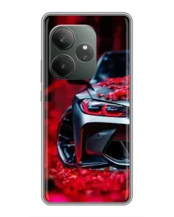 Чехол для Huawei Honor X80i с картинкой «Спортивная BMW и цветы»