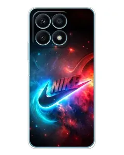 Чехол для Huawei Honor X8a с картинкой «Огненный логотип Nike»